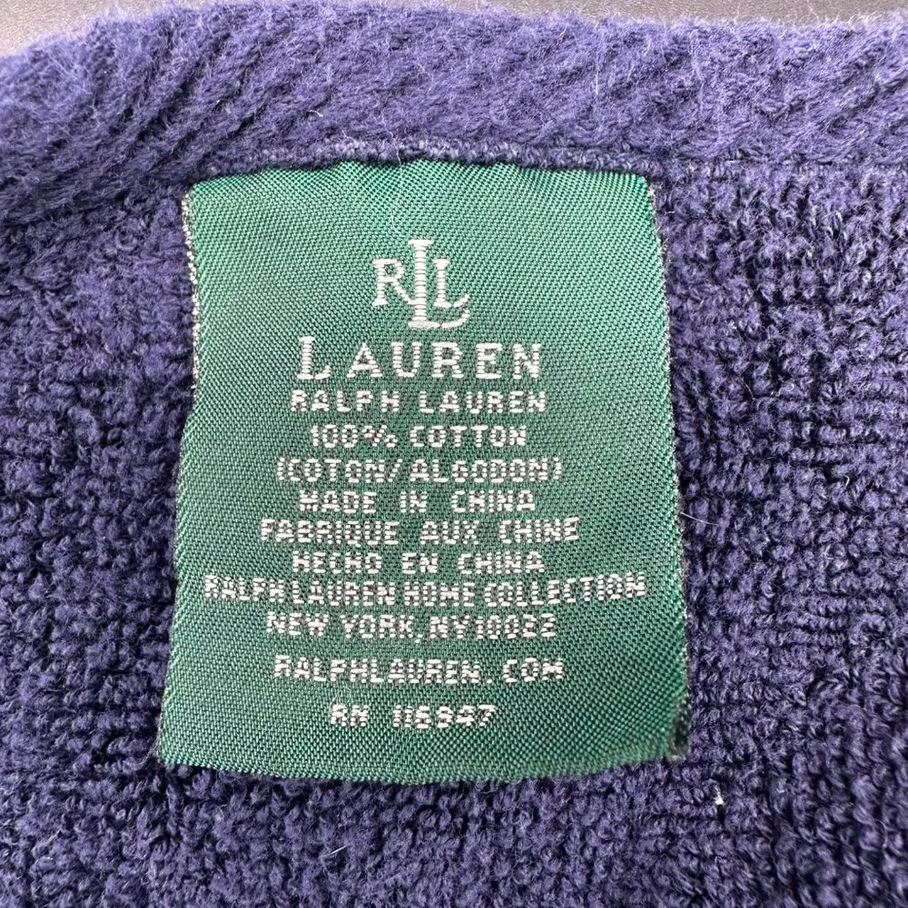 Lauren Ralph Lauren Blue Cotton Towel Set Sculpted Bath Hand Towel 2 Washcloths